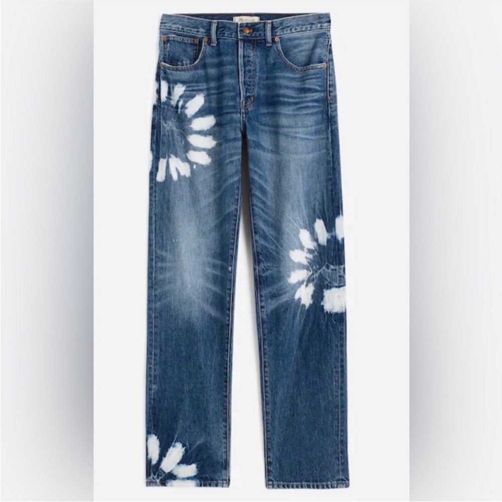 Madewell The Dean Easy Straight shibori wash Rigid Jeans size 28 brand new